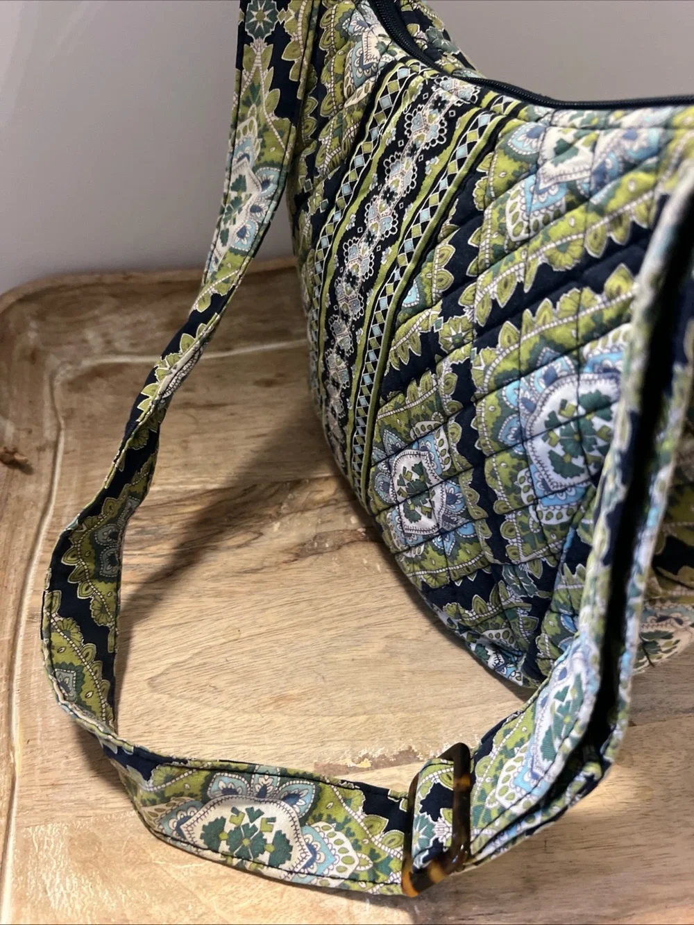 Vera Bradley Navy and Green Patterned Quilted Shoulder Bag